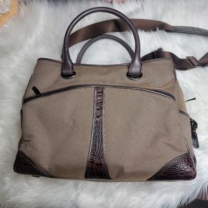 TUMI brown faux croc messenger crossbody laptop bag